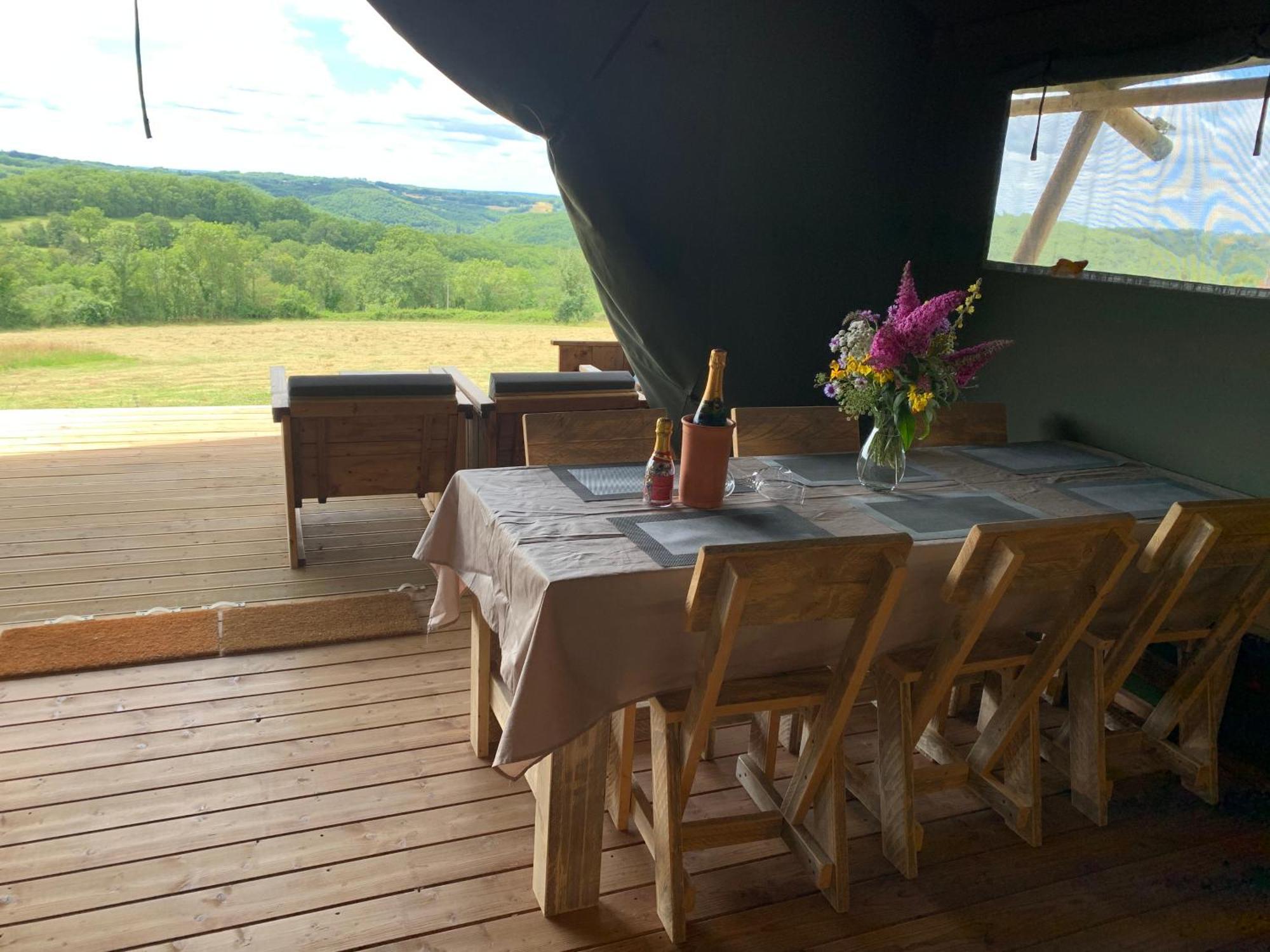Safari Tent With A Beautiful View At Lot Sous Toile Luxury tent Montamel